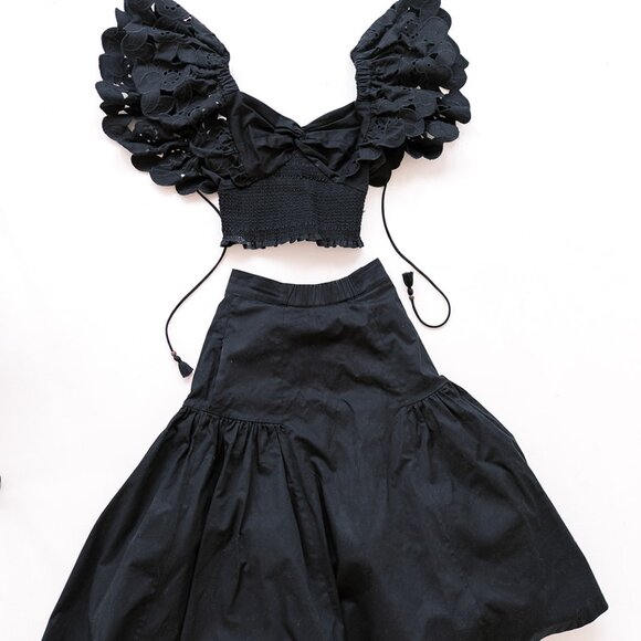 Anthropology Hope for Flowers by Tracy Reese black skirt and top XS